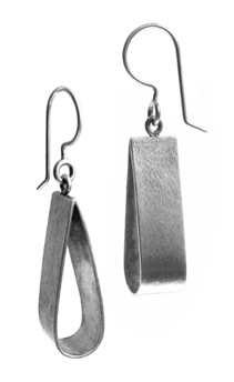 RIBBON $120-sterling silver earrings with mizzy texture (1 1/4" long not including ear wire)